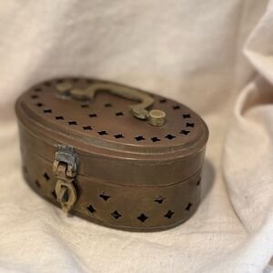 Vintage Brass Oval Box cricket box